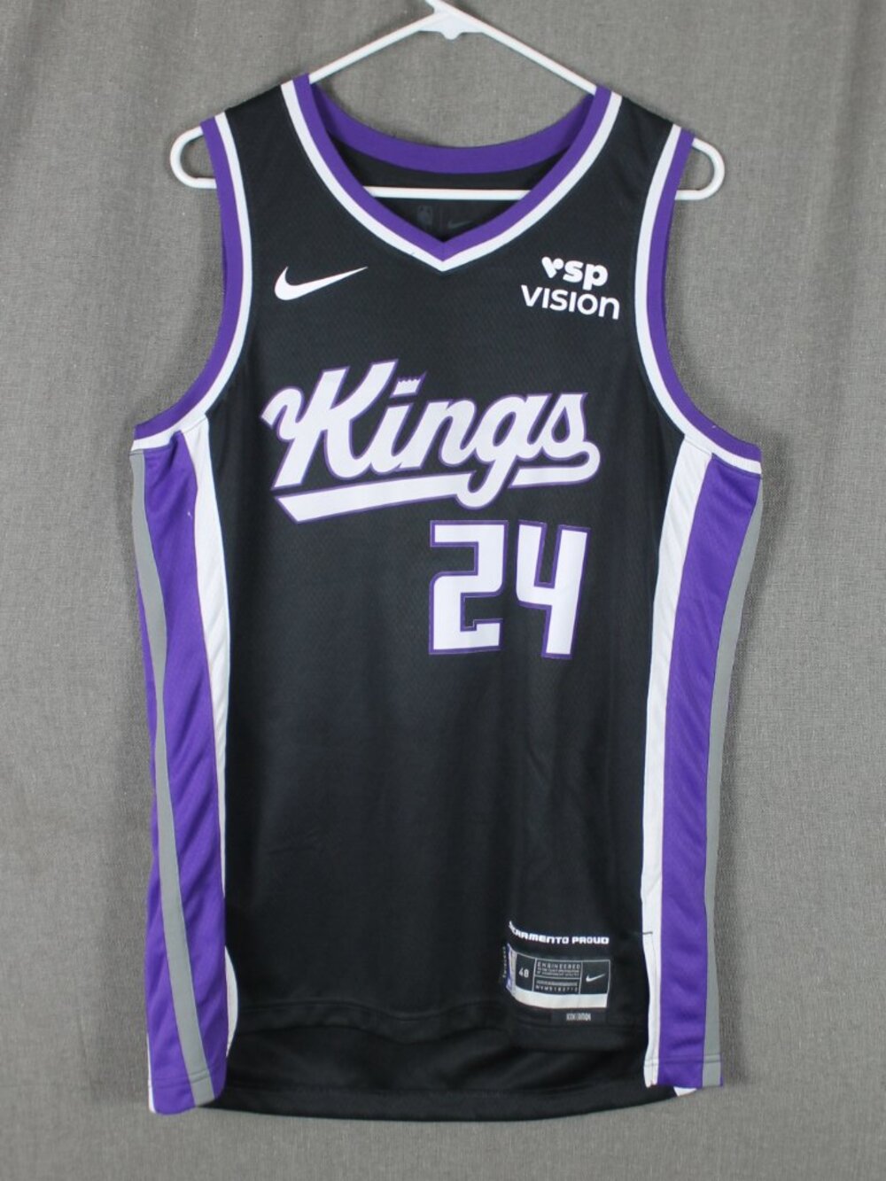 Nike Sacramento Kings #24 Hauteman Black Icon Edition NBA Jersey Men's Size 48 L